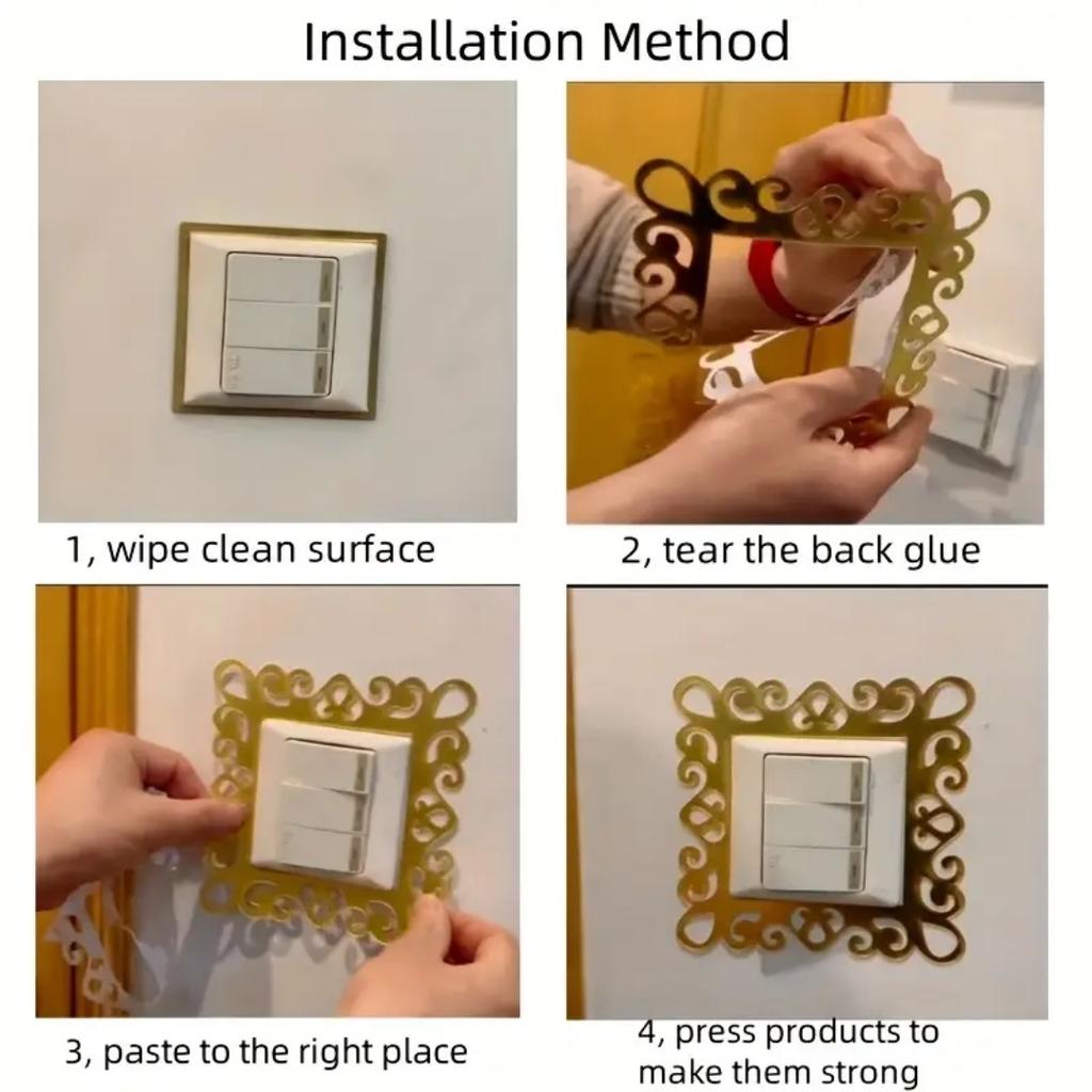 4pcs Self-Adhesive Panels Wall Sticker Acrylic Light Switch Cover Mirror Face Stickers On The Wall Home Decoration Photo Frame S