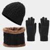 Autumn and Winter New Retro Twist Thickened Warm Hat Scarf Gloves Three-piece Hot-selling Cold-proof Set