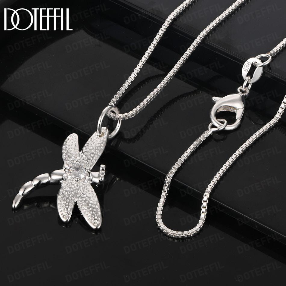925 Sterling Silver Wedding Gift Dragonfly Pendant Necklace Fashion Jewelry
