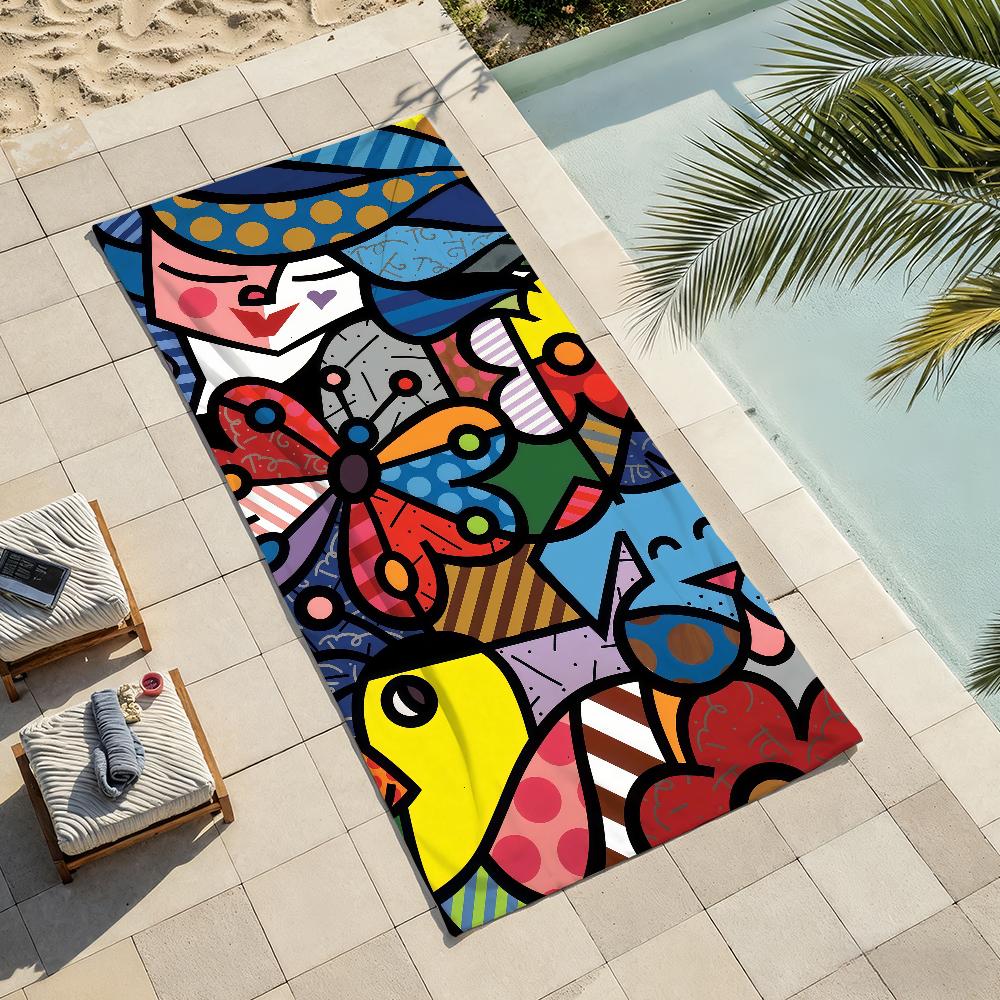 Fashion print R-Romero B-Britto Towel Drying Bath Towel Applicable To Light Swimming Camping Yoga Beach Out
