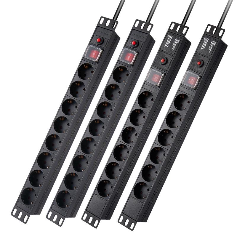 NIURENEL 16A European PDU Power Strip with 3M Cable and Switch - German Standard Cabinet Socket
