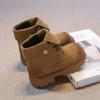 2024 Children Leather Shoes for Girls Autumn Winter New Fashionable Korean Style Soft Bottom Anti-slippery Versatile Short Boots