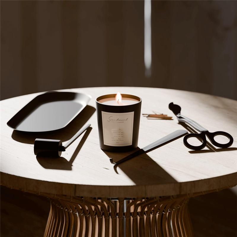 A84E-Candle Care Kit With Hook And Snuffer, Wick Trimmer, 4-Piece Set Luxury Candle Maintenance Kit