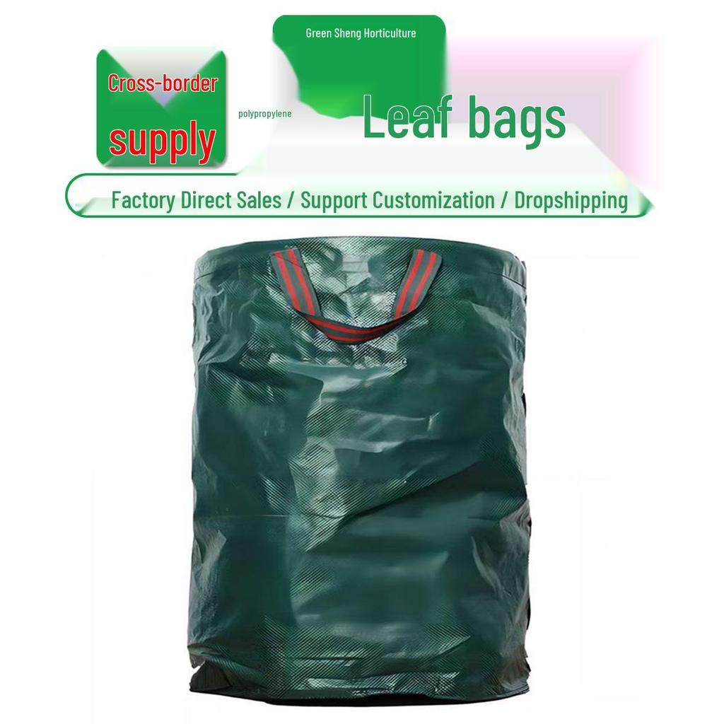 Green Garden Leaf Collection Bag: Reusable Plastic Trash Bag for Yard Cleanup