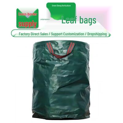 Green Garden Leaf Collection Bag: Reusable Plastic Trash Bag for Yard Cleanup