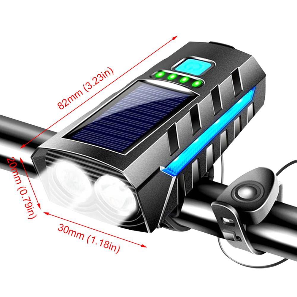 Solar Power Bicycle Headlamp with 130db Horn LED Cycling Lantern Power Display High Beam Bicycle Flashlight Bicycle Accessories