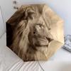 Lion Pattern, Automatic Folding Umbrella, Portable and Foldable Design, 8 Ribs, a Christmas or Birthday Gift.