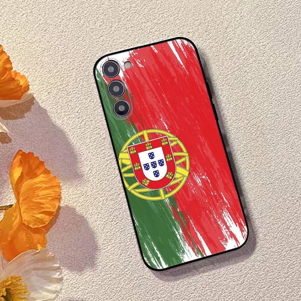 P- Portugalská vlajka Fotbalová podpora Pouzdro na telefon Černý silikon Měkké Pro Samsung Galaxy A73,A72,A71,A70,A53,A52,A51