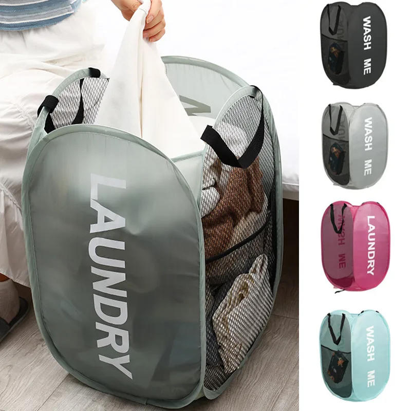 1Pcs Foldable Laundry Hamper With Handles - Collapsible Mesh Fabric Laundry Basket Multi-Functional Durable Space-Saver For Bathroom Bedroom & More