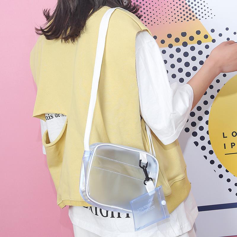 Casual Pvc Transparent Clear Women Mini Crossbody Bags Shoulder Bag Handbag Jelly Small Phone Bags With Card Holder