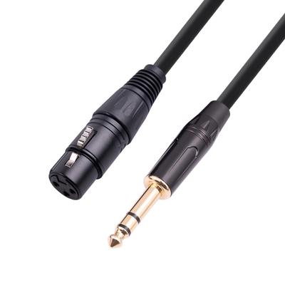 Cabo de Áudio para Microfone de Mixer Balanceado 48V Alimentado, Macho 1/4" TRS 6.35mm para XLR Fêmea