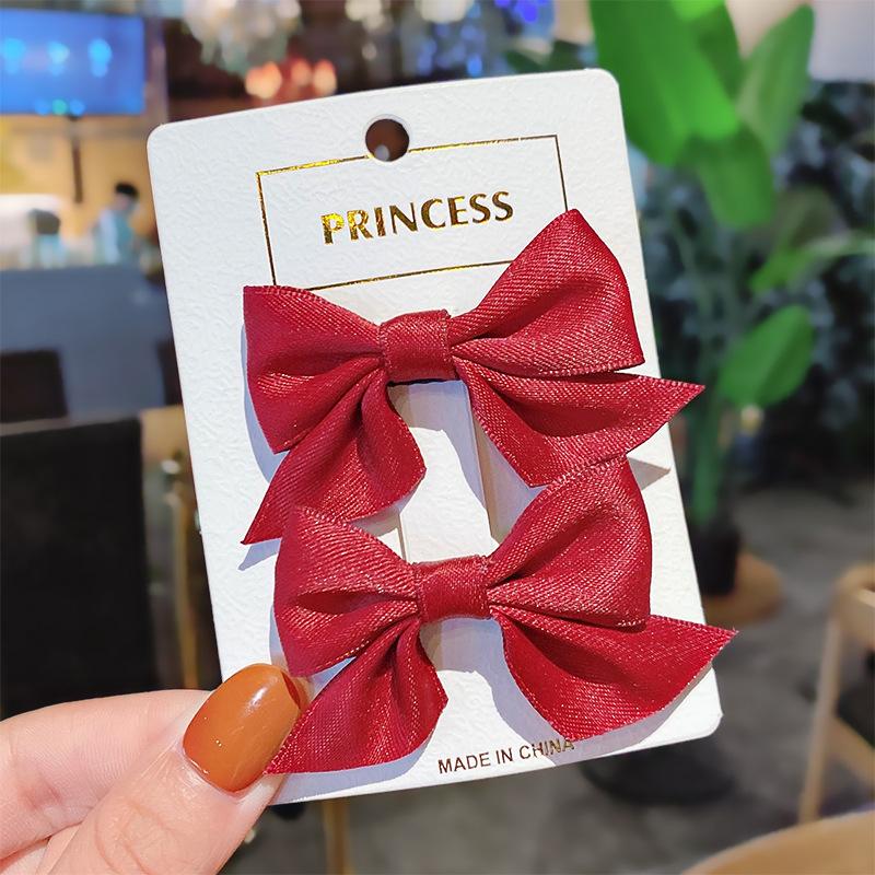 2pcs/set Solid Bow Hair Clips For Girls Sweet Hair Ornament Kids Hairpins Barrettes Hairgrip Children Fashion Hair Accessories