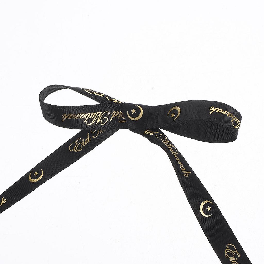 1 Roll Elegant Moon Star Polyester Ribbon for Eid Present Wrapping Ramadan Party Favors Wreath Decoration Floral Holiday Craft
