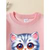 European sizes Girls' Crewneck Sweatshirt Cute Kitten Sand Castle Seashells Beach, Soft Comfy Sportswear for Children & Teens