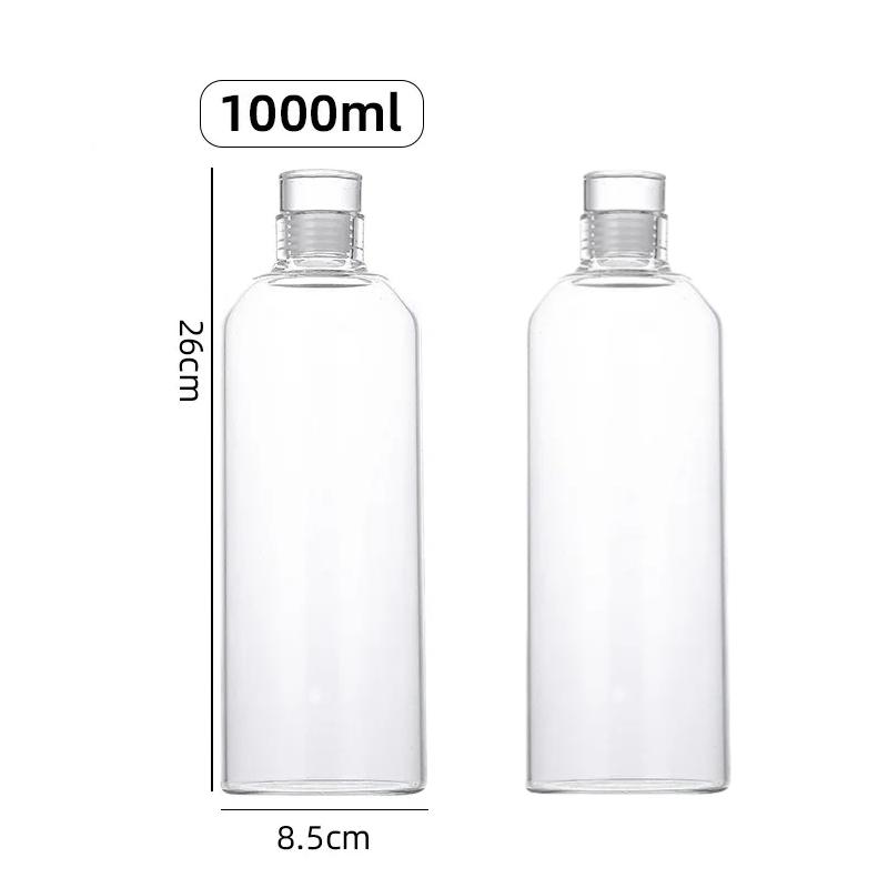 2Pcs Borosilicate Transparent Glass Cup No Scale Portable Leak-Proof Water Bottle, for Coffee, Juice, Milk, Tea, Other Beverages