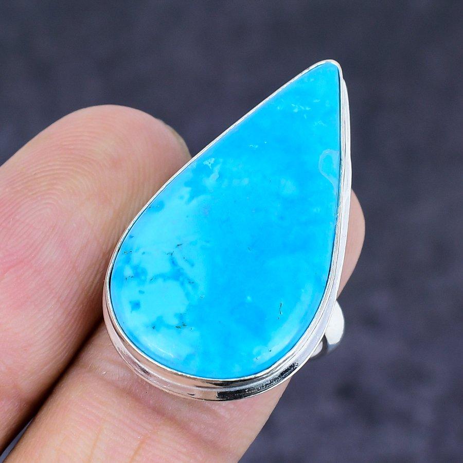 Arizona Turquoise Gemstone Handmade 925 Sterling Silver Jewelry Ring Size 7 W6c21