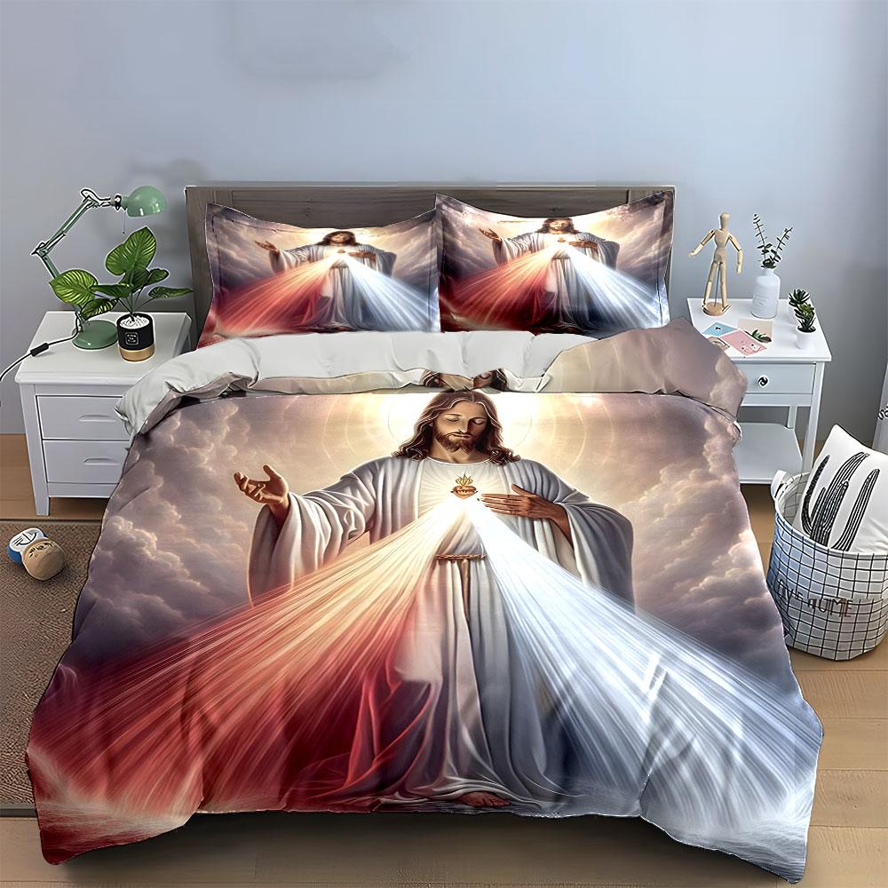 Sacred Divine Light Print Bedding Duvet Cover Set (1*Duvet Cover 2*Pillowcases, Without Duvet Insert)