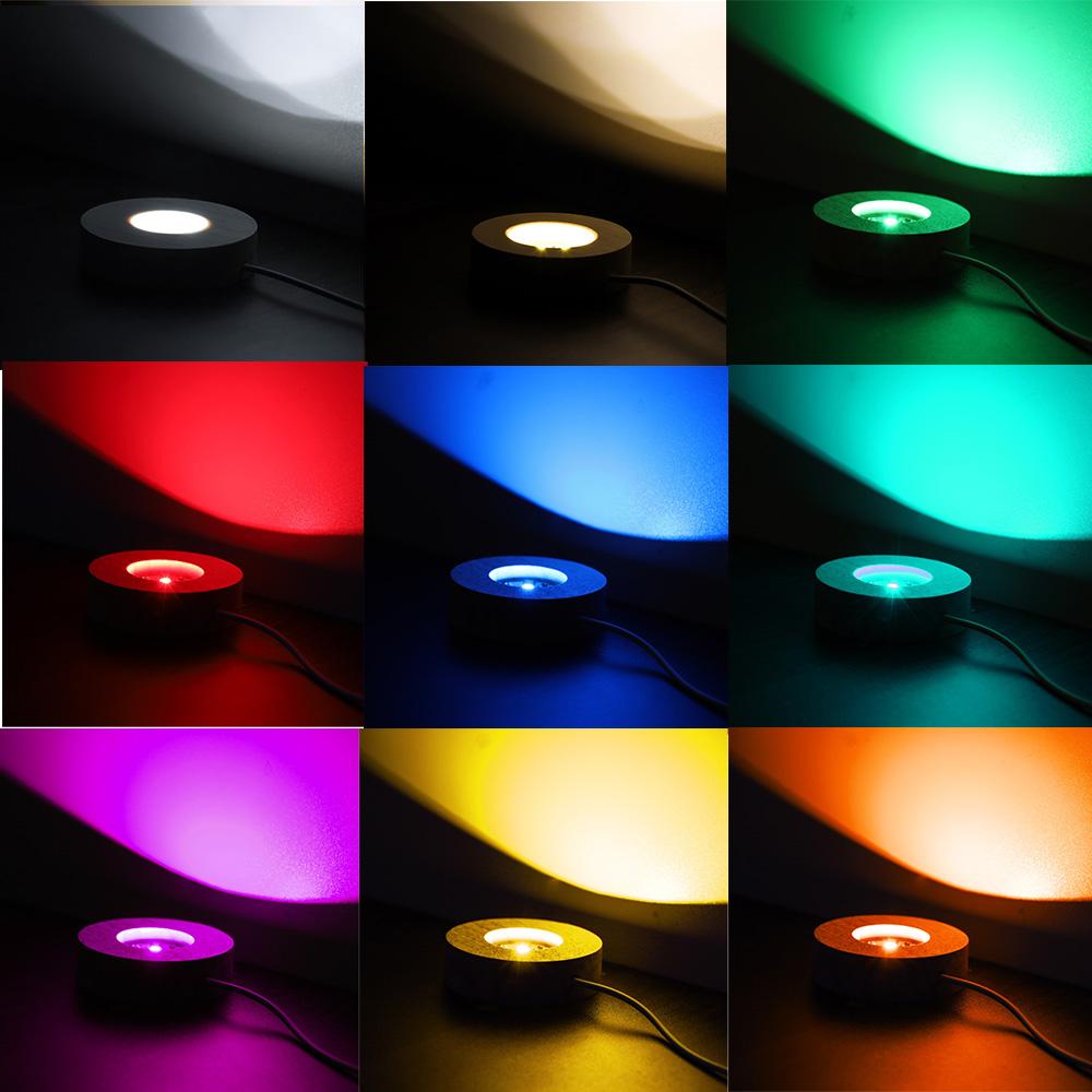 Resin Art Display Round Wood Colorful LED Light Wooden Night Lamp Base Stand for DIY Epoxy Resin Mold Display Base Home Decor