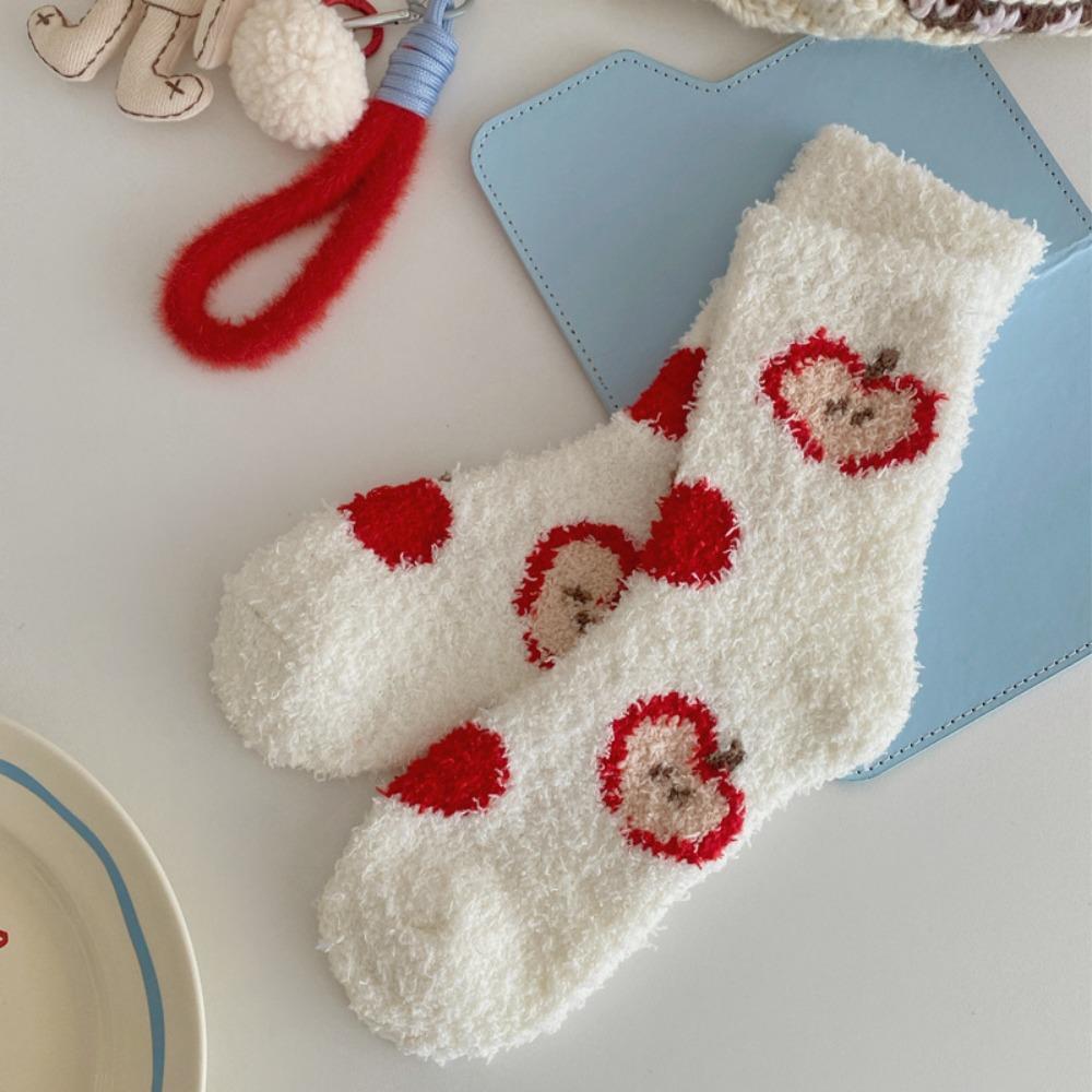 Thicken Coral Fleece Socks Warm Sleep Socks Cartoon Fuzzy Floor Socks  Women Socks