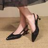 Fashion New Sequin Pointed Toe Elegant Stiletto Bag Head Back Empty High Heels Sandals Party Wedding Luxury Women's Shoes