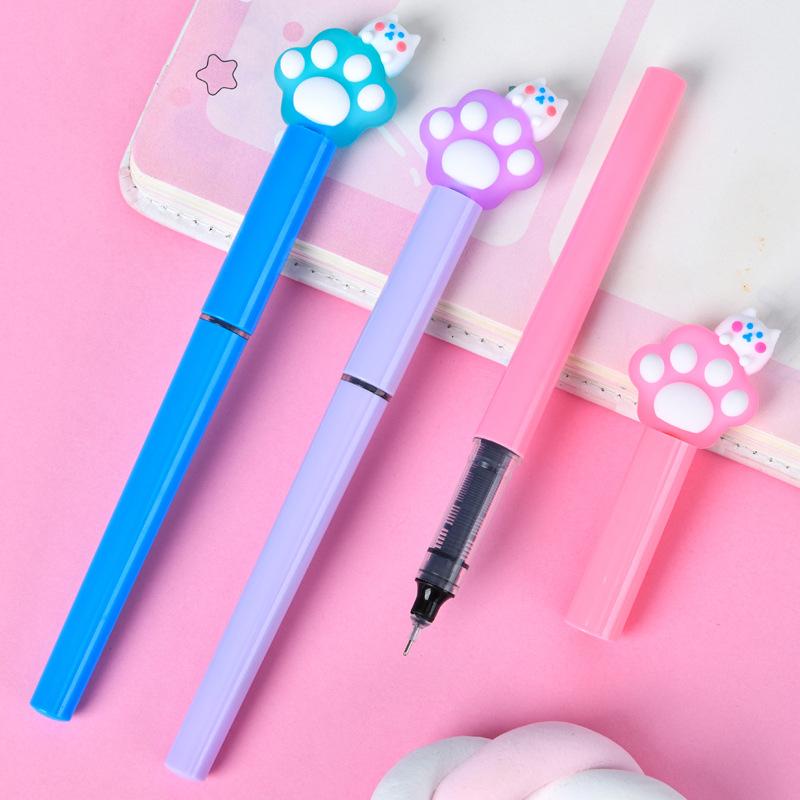 36Pcs Cute Cat Paw Shaped Straight Liquid Ballpoint Pen for Office Work, Brushing Questions, Signing Writing, Diaries, Notes, Student Classroom Prize
