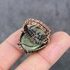 Natural Prehnite Gemstone Copper Wire Wrap Gift Jewelry Ring Size 6.5 ET-3447