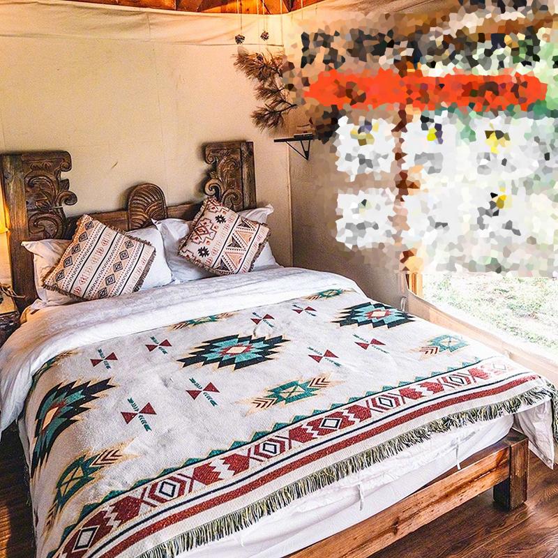 WTEMPO Diverse dimensiuni Pături în stil boem Față de masă pentru camping Pătură în stil etnic Pătură pentru canapea Cort avansat Pătură rezistentă la frig