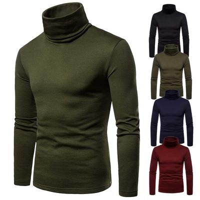 Mens Winter Thermal Turtle Neck Skivvy Pullover Stretch Basic Solid Thick T Shirt