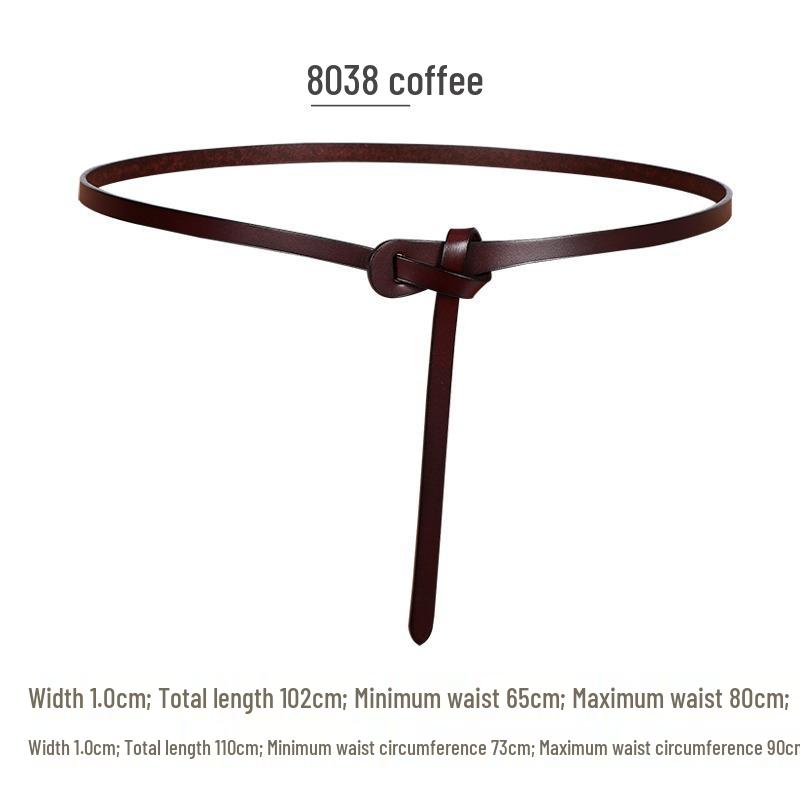 

Ретро узел тонкий пояс без проколов: Женский декоративный кожаный аксессуар для джинсов и платьев. One Size коричневый