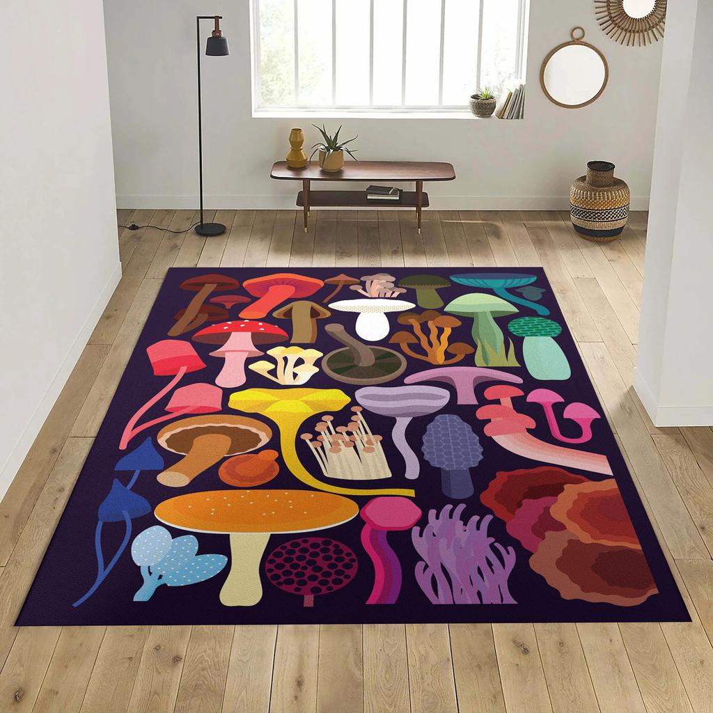 Colorful Mushroom Rug Colorful Hippy Carpet for Bedroom Bohemian Rug Rug For Bedroom Modern Balcony Corridor Decor Carpet