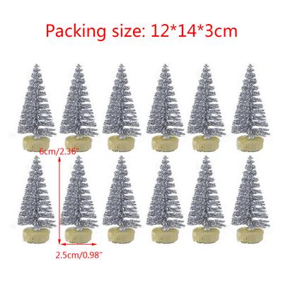 12Pcs Mini Christmas Tree Pine Trees DIY Christmas Decorations for Home Table Xmas Ornaments Dollhouse New Year Decor Kids Gift