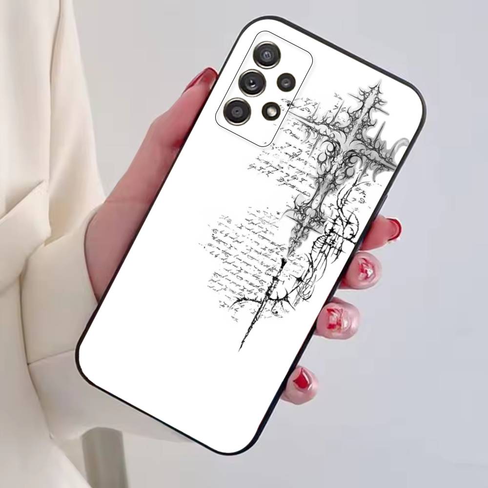 C-Cool Dark Catgothic C-Cross Phone Case For Samsung S25,S24,S21,S22,S23,S30,Ultra,S20,Plus,Fe,Lite,Note,10,Black Cover