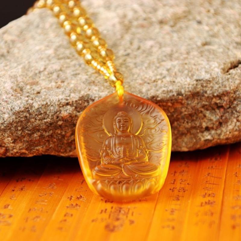 Ručně vyráběný náhrdelník Nepálský buddhistický Mala kamenné korálky Náhrdelník s přívěskem socha Buddhy Prohlášení Buddha Lucky Amulet s přívěskem