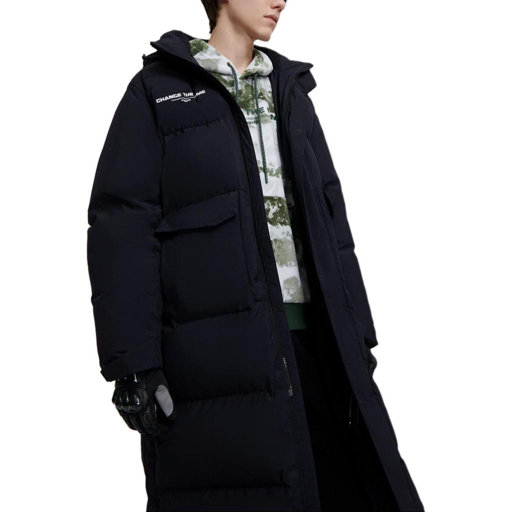 Fila Fusion X Fashion Casual Long Bread Hooded Down Jacket Men Outerwear Black T11M341910F-BK