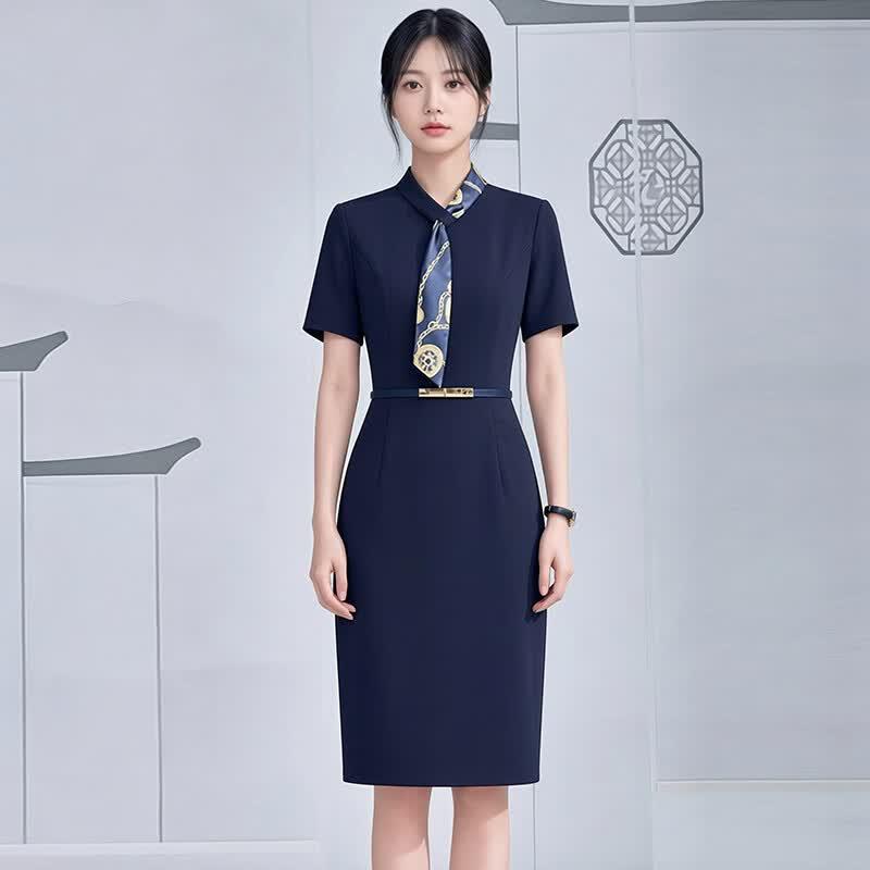 Women s Elegant Short Sleeve Professional Work Dress 3XL