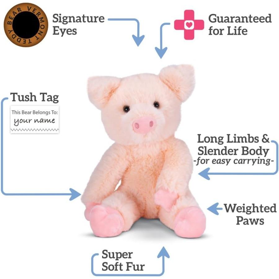 Soft Pink Fur Pig Stuffed Animal Plush Toy with 100 Recycled Stuffing Cute and Cuddly Farm Oinks Designed in USA