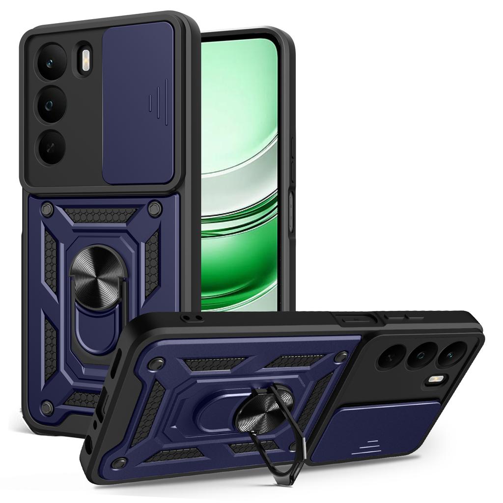 For Realme C71 4G Case with Slide Camera Lid PC+TPU Kickstand Phone Cover