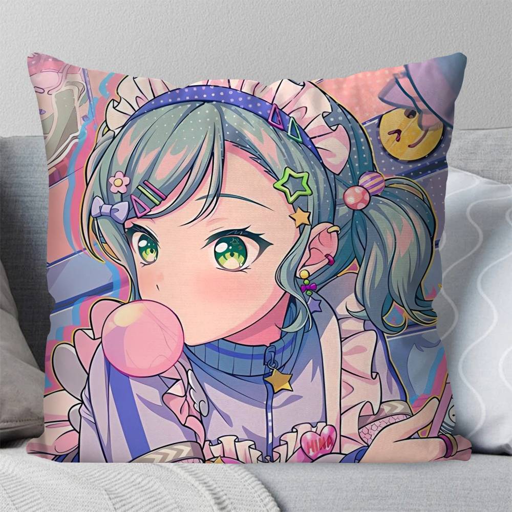 Hikawa Hina Anime BanG DDream Pillow Case Fashion Square Pillowcase Bedroom Sofa Room Ins Decoration Leisure