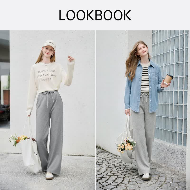 Women's High-Waist Loose Fit Flared Leg Casual Pants