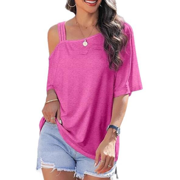 Women's Casual Off-Shoulder Loose Short-Sleeve T-shirt