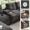 Modułowa sofa narożna 6-osobowa w kształcie U/L, 2 pufy ze schowkiem, konsola z półką, schowkiem i uchwytami na kubki, USB i Type-C, szenil, Szary