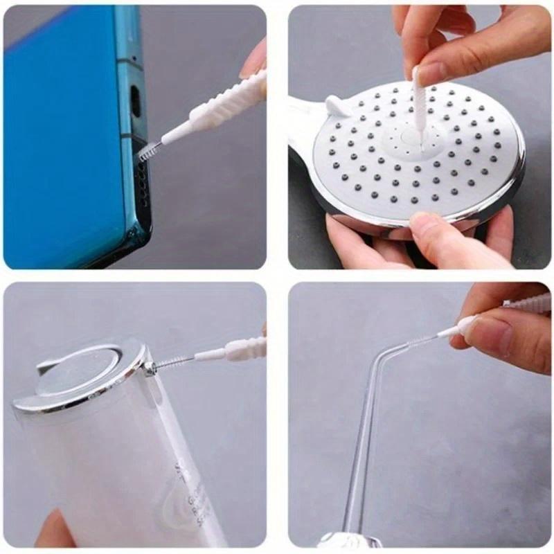 10pcs Shower Cleaning Brush, Plastic, Uncharged, Micro Nylon, Anti-blocking, for Bathroom