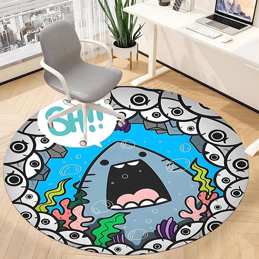 1pc Shark Eyes Office Round Area Rug, Indoor Mat Suitable ForOffice, Under Office Chairs Bedroom Living Room Home Decor, Room Deco,  n67