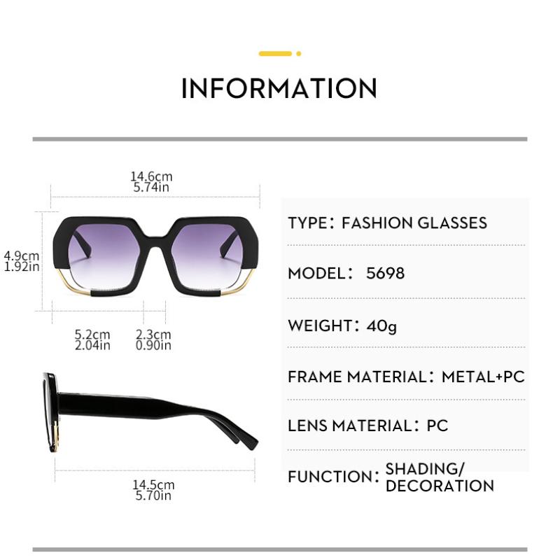 Women's sunglasses, men's and women's fashion square sunglasses, thick frame sunglasses