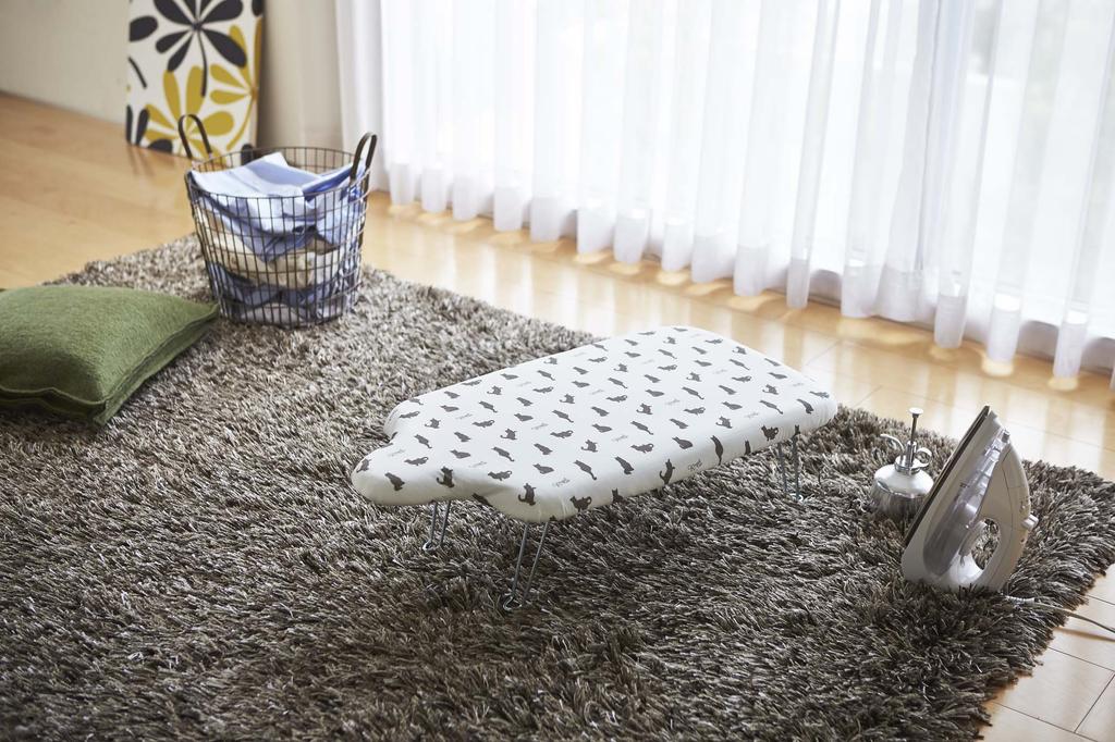 Yamazaki Jitsugyo Lightweight Humanoid Ironing Board with Hook Neko Press White Approx. 69X37X20cm Storage In Closet Steel Mesh Structure 2642