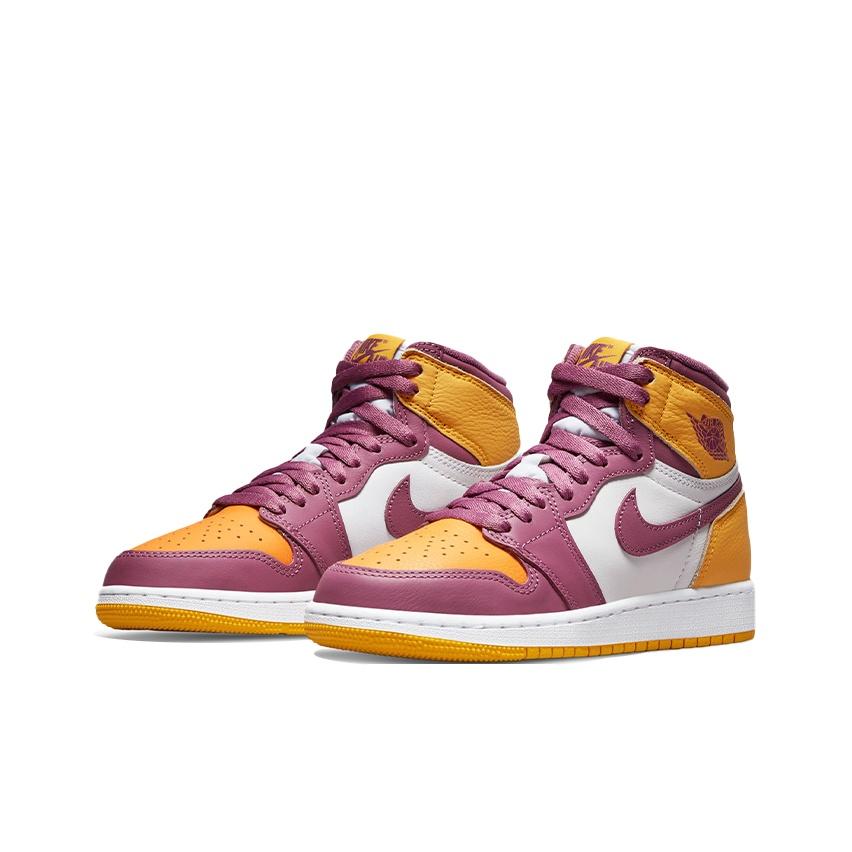 Air Jordan 1 Retro High OG GS Brotherhood Kids Sneakers Gold University-Gold Light-Bordeaux 575441-706