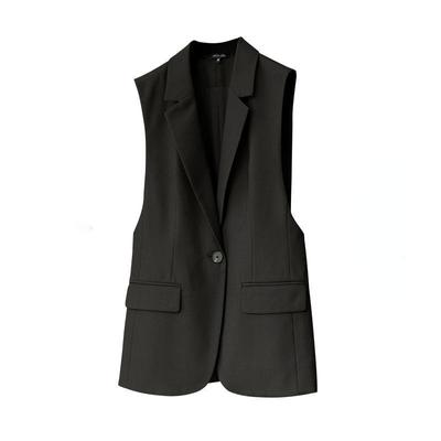 Women's Spring and Autumn Solid Color Vest Pocket Suit Collar Slim Jacket