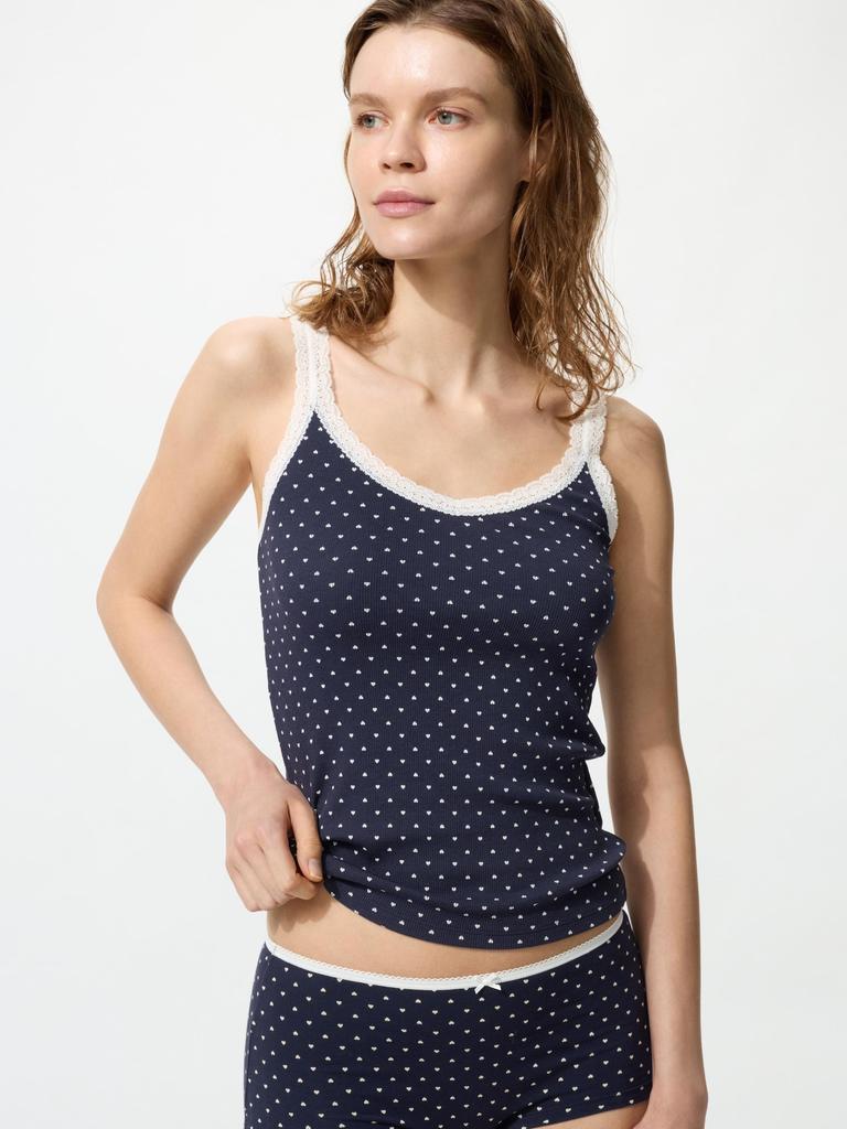 Uniqlo Japan Rib Lace V Neck Camisole
