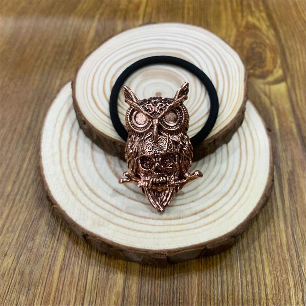 Halloween Theme 3D Owl Skull Hair Rope for Adult Female Teens Punk Hairband Dark Series Festival Hair Band Accessories