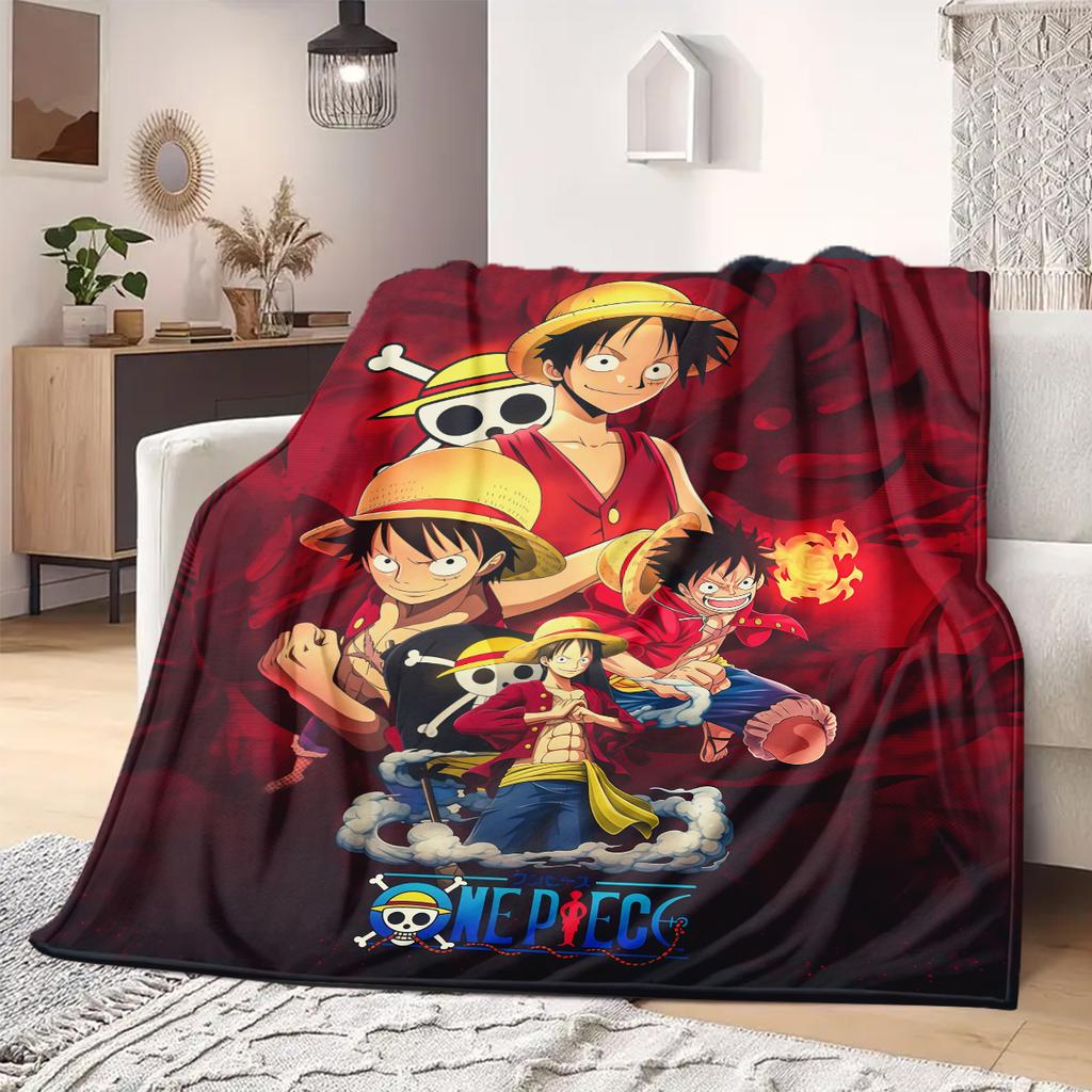 ONE PIECE Monkey D. Luffy Print Blanket Warm Comfortable Flannel Blanket Suitable for Bedrooms,Sofas, Beds,Chairs 100